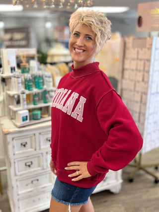 Indiana Mock Neck Sweatshirt-Crimson
