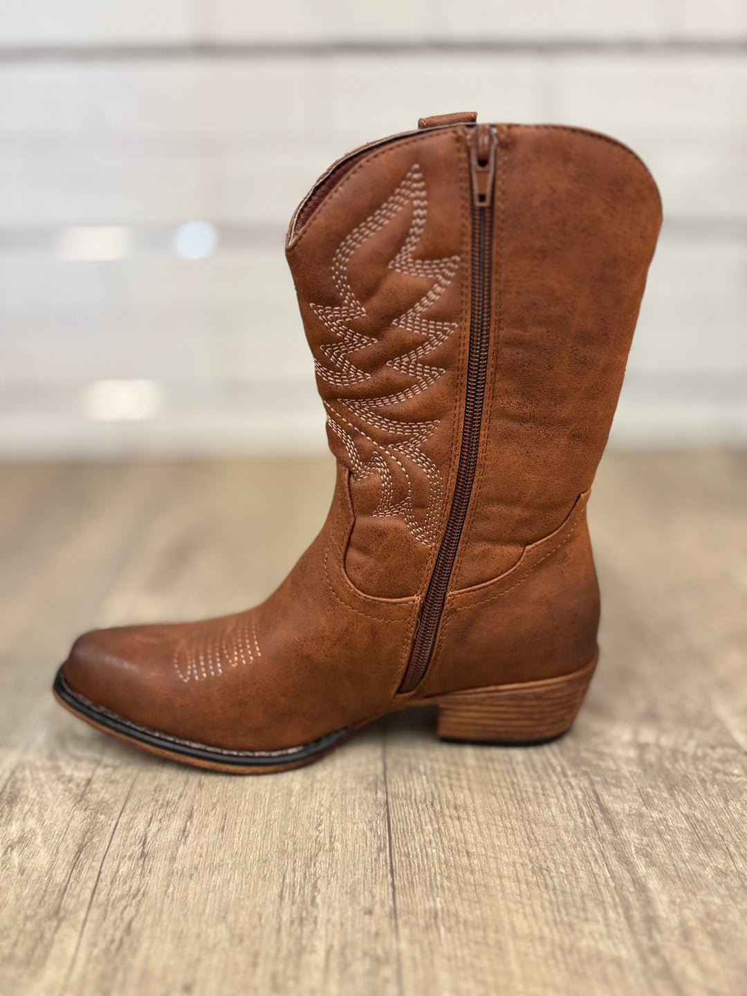 The Kaylee-23 Mid Calf Boot in Whiskey