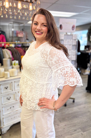 Lace Meets Crochet White Blouse