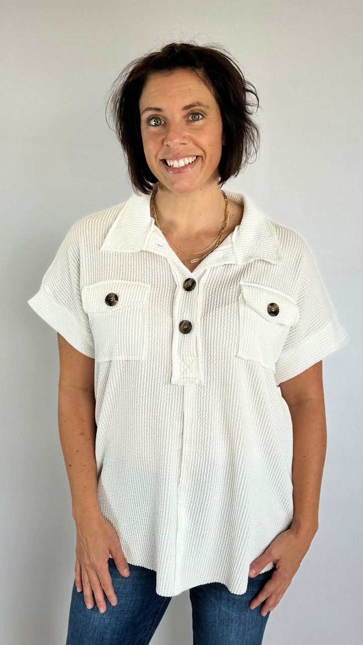 Smart Day Loose Fit Top-Short Sleeves-Reborn J-Evergreen Boutique, Women’s Fashion Boutique in Santa Claus, Indiana