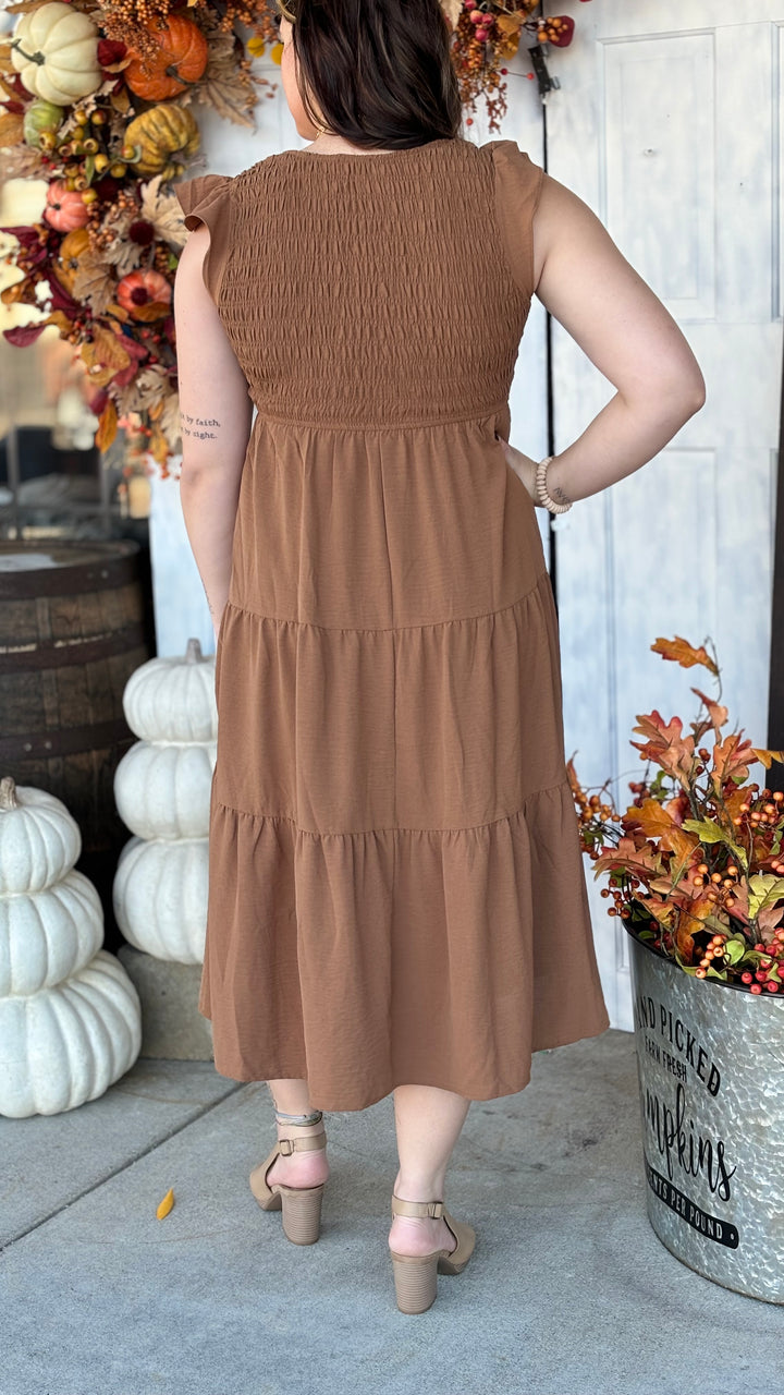 Hazelnut Harmony Dress-Dresses-Evergreen Boutique-Evergreen Boutique, Women’s Fashion Boutique in Santa Claus, Indiana