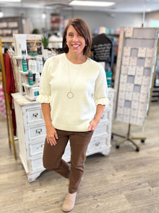 Ruffle Cuff Knit Sweater