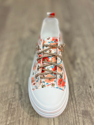 Very G Aman Peach Floral Sneakers