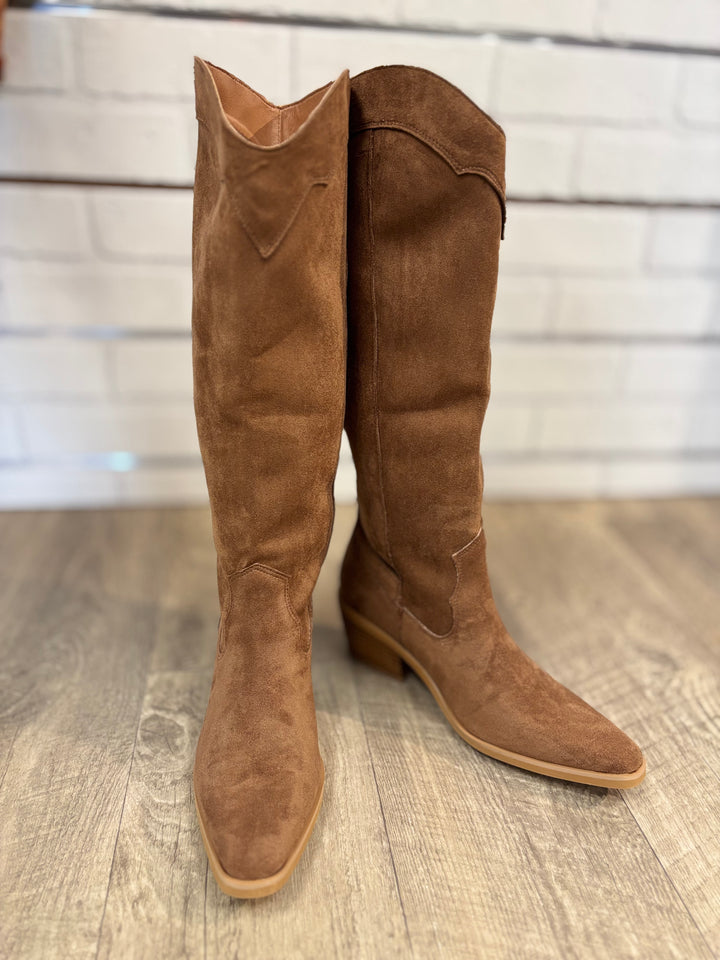 Juliette Pull On Suede Boots-Shoes-Miim-Evergreen Boutique, Women’s Fashion Boutique in Santa Claus, Indiana