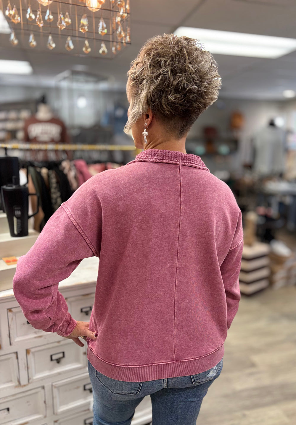 Plum Cozy Thermal Mix Pullover-Tops-Easel-Evergreen Boutique, Women’s Fashion Boutique in Santa Claus, Indiana