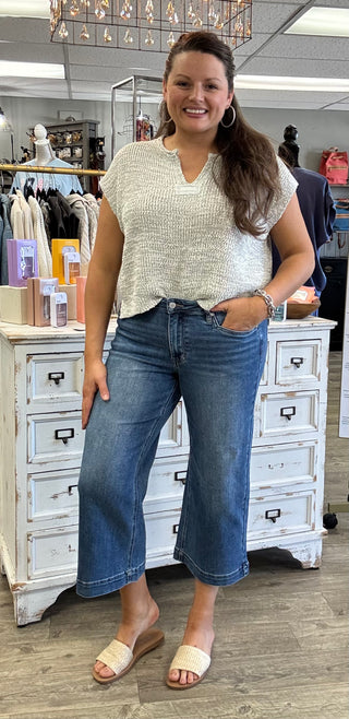 Judy Blue Perfect Day Wide Leg Crop Jeans