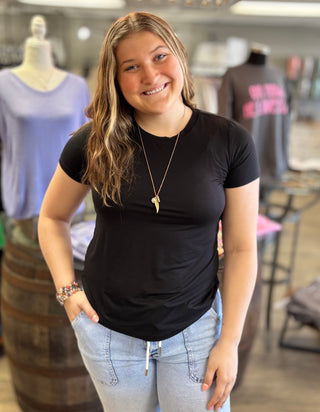 Soft Touch Basic Modal Tee-Tops-Rae Mode-Evergreen Boutique, Women’s Fashion Boutique in Santa Claus, Indiana