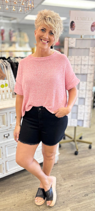 Black Casual Frayed Hem Denim Shorts