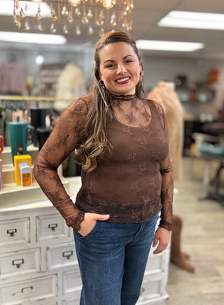 The Adeline Mock Neck Lace Top-tops-Hem & Thread-Evergreen Boutique, Women’s Fashion Boutique in Santa Claus, Indiana