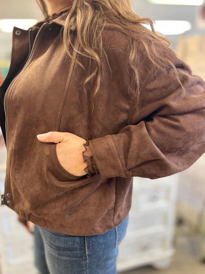 Cafe Sweets Suede Collar Jacket