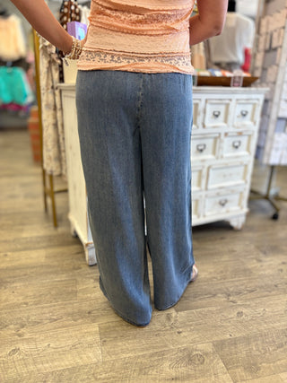 Cloud Wash Tencel Wide Leg Pants