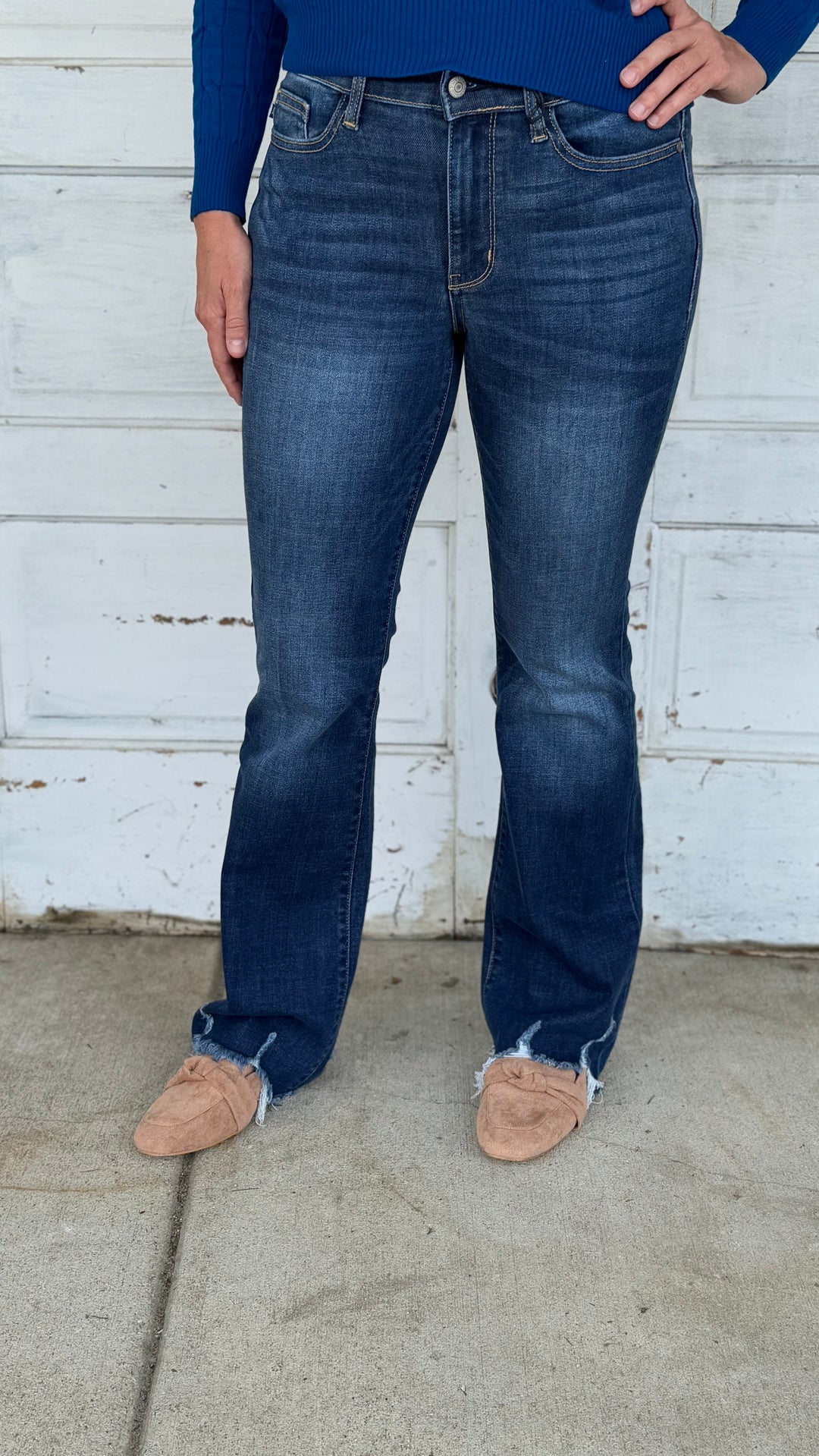 Judy Blue The Rachel Distressed Hem Bootcut Jeans-Jeans-Evergreen Boutique-Evergreen Boutique, Women’s Fashion Boutique in Santa Claus, Indiana