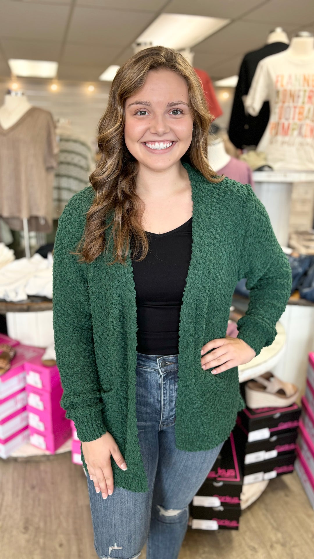 Carly Popcorn Cardigan-Cardigans-Zenana-Evergreen Boutique, Women’s Fashion Boutique in Santa Claus, Indiana