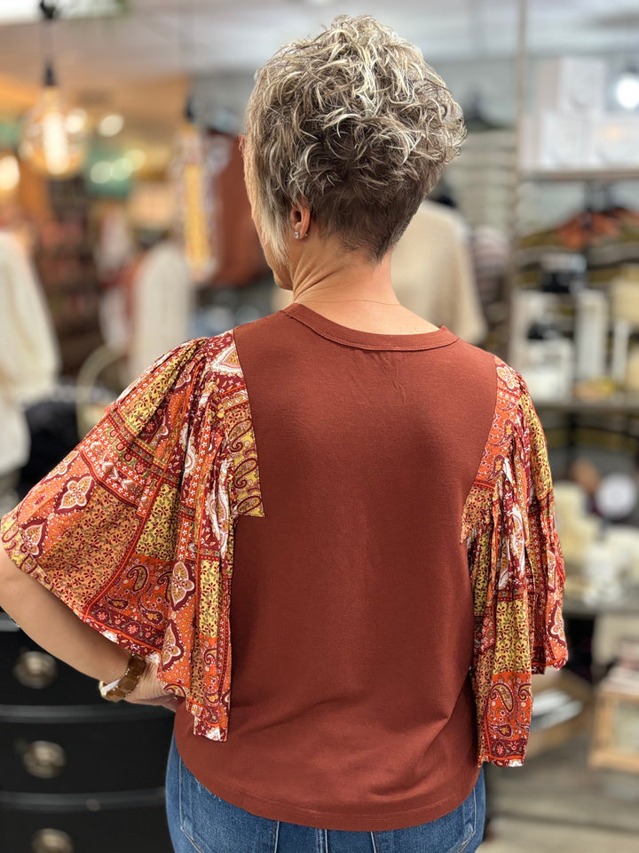 Floral Patchwork Print Top-Tops-Mittoshop-Evergreen Boutique, Women’s Fashion Boutique in Santa Claus, Indiana