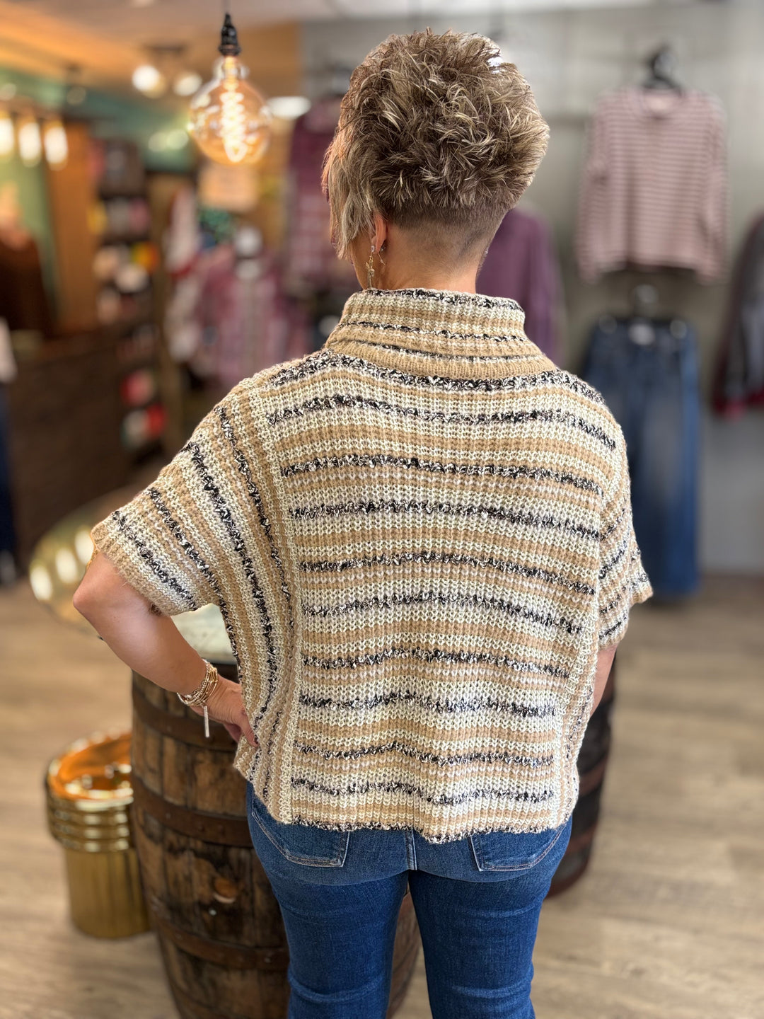 Snow Kissed Stripes Turtleneck Sweater-Tops-eesome-Evergreen Boutique, Women’s Fashion Boutique in Santa Claus, Indiana