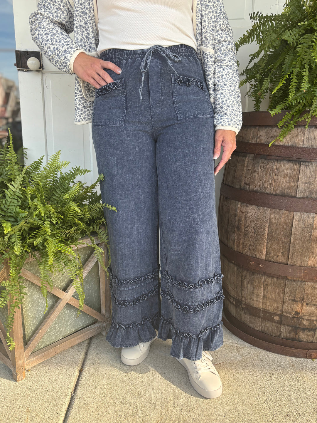 Frill Seeker Tiered Ruffled Pants-Bottoms-Mittoshop-Evergreen Boutique, Women’s Fashion Boutique in Santa Claus, Indiana