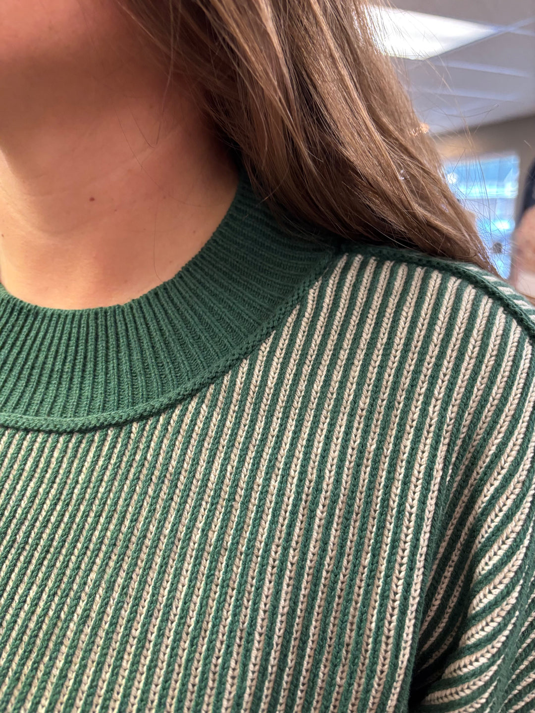 Double Take Exposed Seam Two Tone Sweater-Tops-Zenana-Evergreen Boutique, Women’s Fashion Boutique in Santa Claus, Indiana