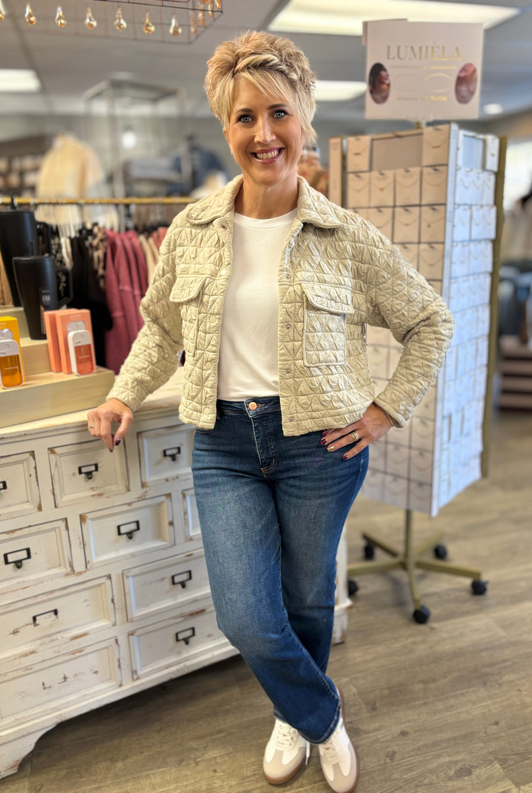 Out and About Quilted Jacket-Tops-LovLov-Evergreen Boutique, Women’s Fashion Boutique in Santa Claus, Indiana