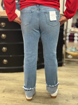 Lovervet Evermore Cuffed Straight Jean-Jeans-Lovervet-Evergreen Boutique, Women’s Fashion Boutique in Santa Claus, Indiana