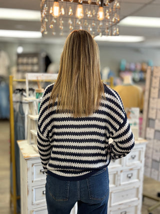 Sheer Instinct Striped Knit Sweater