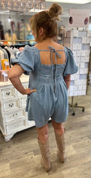 Denim Darling Tie-Back Romper