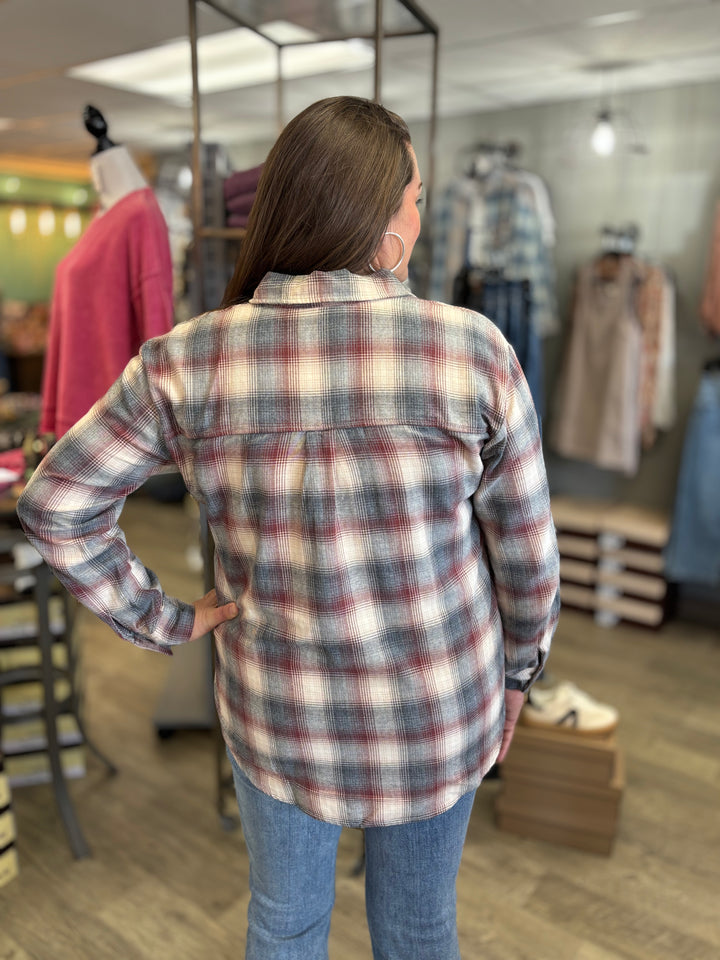 The Cozy Cabin Plaid Top-Tops-Be Cool-Evergreen Boutique, Women’s Fashion Boutique in Santa Claus, Indiana