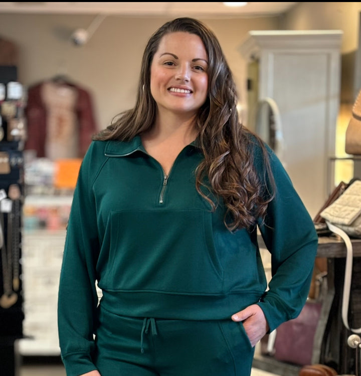 Emerson Half Zip Pullover-Sweatshirts-Hyfve-Evergreen Boutique, Women’s Fashion Boutique in Santa Claus, Indiana