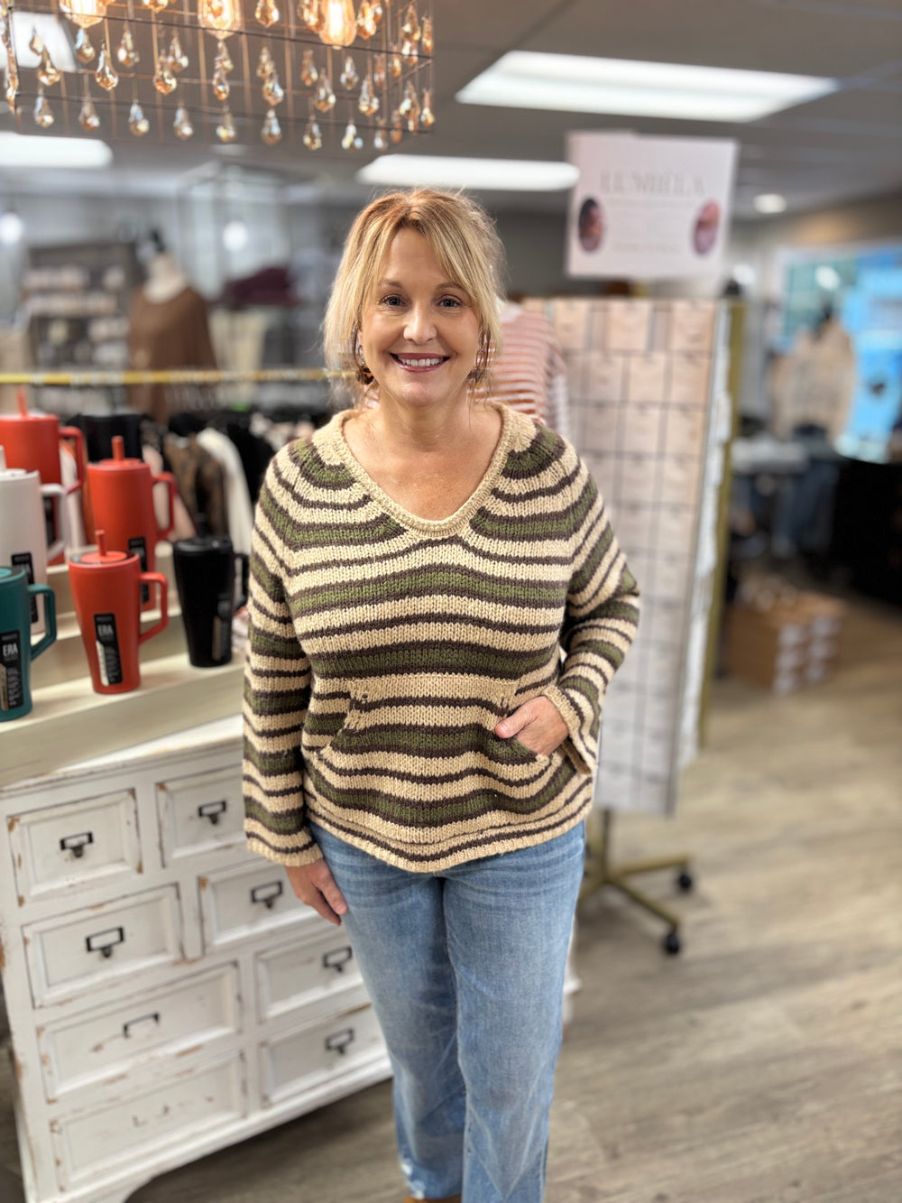 Falling In Line Striped Sweater-new-Hyfve-Evergreen Boutique, Women’s Fashion Boutique in Santa Claus, Indiana