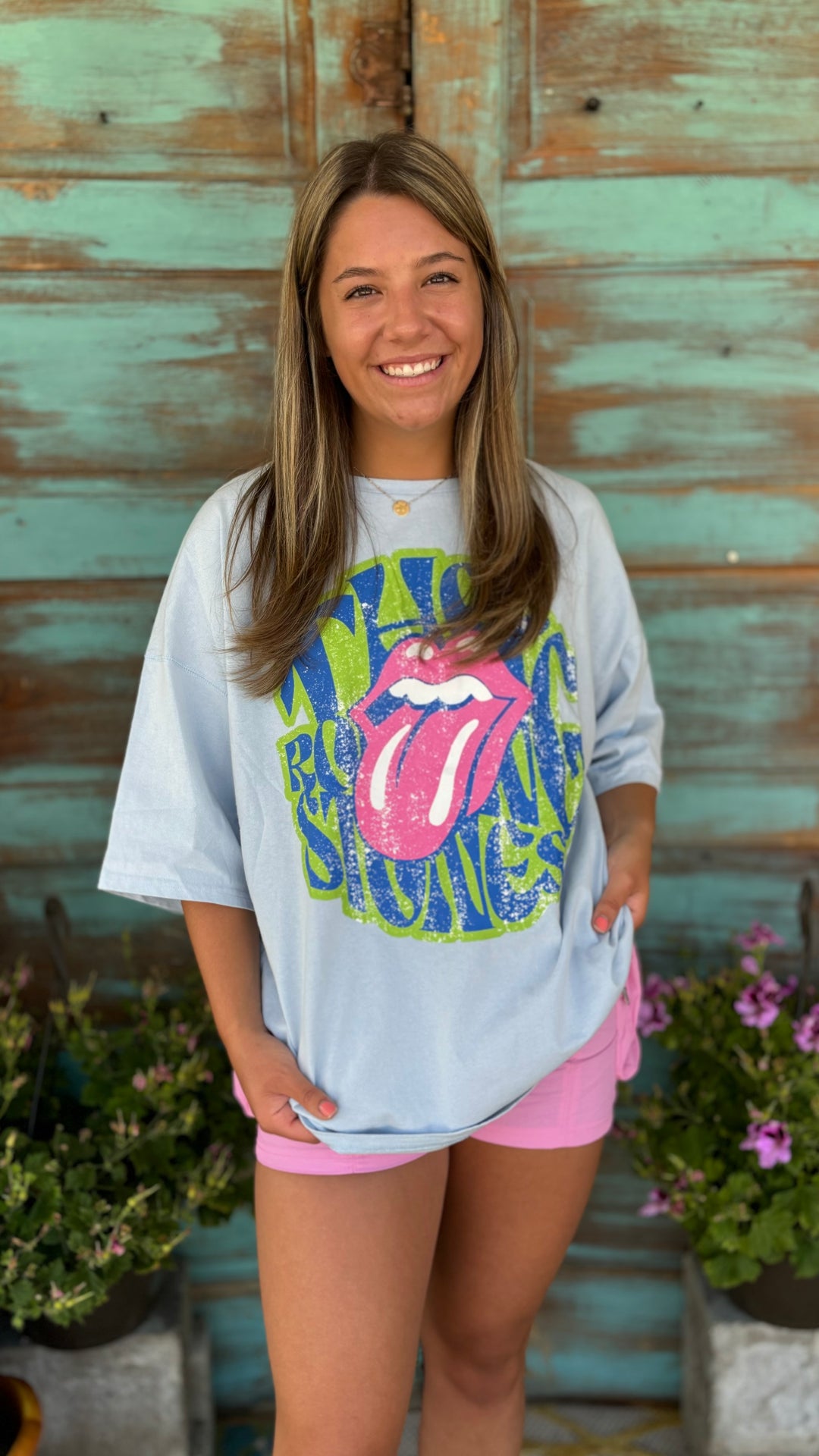 Rolling Stones Oversized Graphic Tee-Graphic Tees-Fantastic Fawn-Evergreen Boutique, Women’s Fashion Boutique in Santa Claus, Indiana