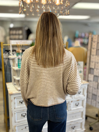 Fine Line Striped Cardigan Sweater