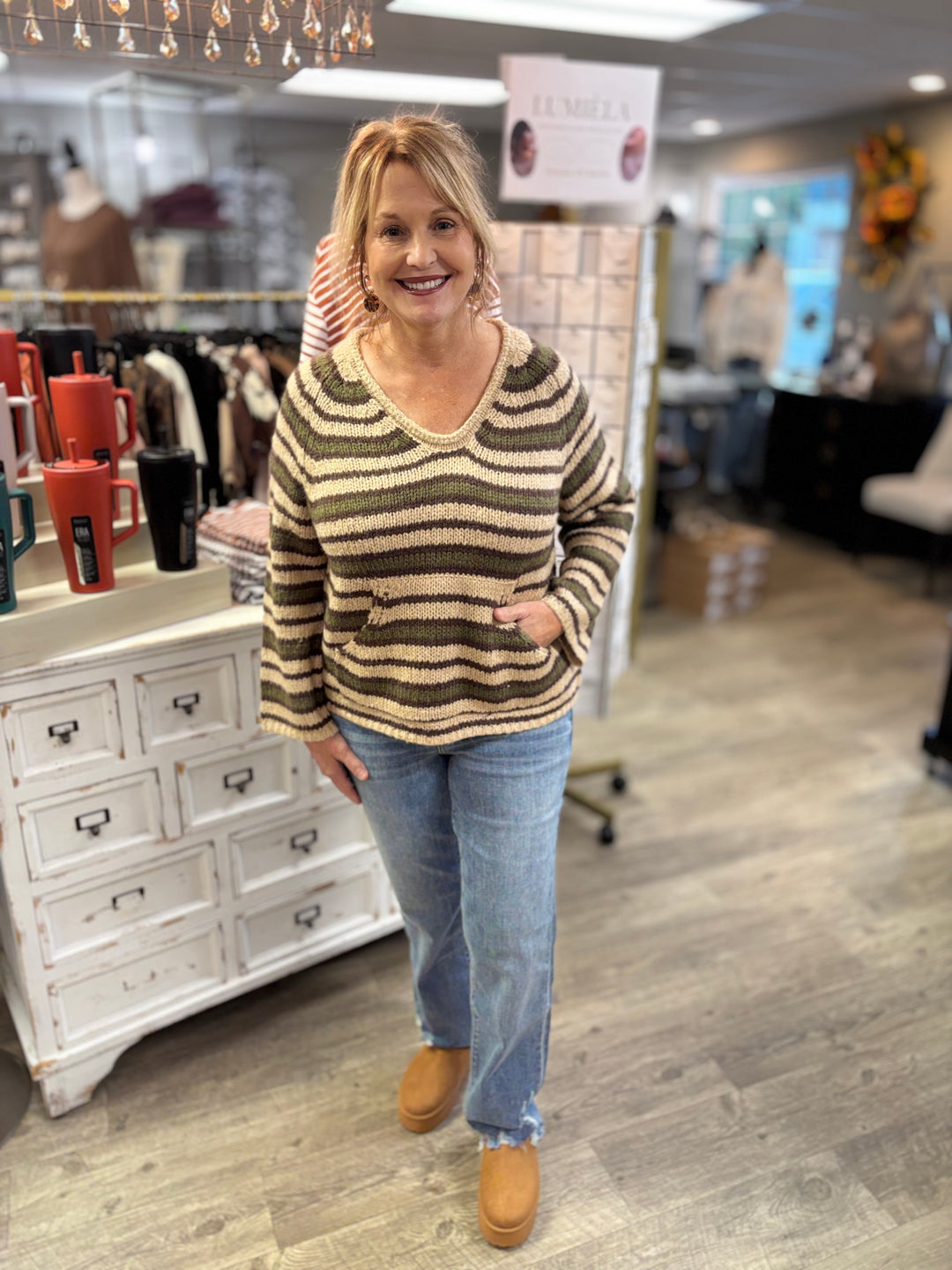 Falling In Line Striped Sweater-new-Hyfve-Evergreen Boutique, Women’s Fashion Boutique in Santa Claus, Indiana
