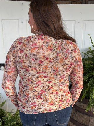 Petal To The Metal Mesh Floral Top-Tops-Hem & Thread-Evergreen Boutique, Women’s Fashion Boutique in Santa Claus, Indiana