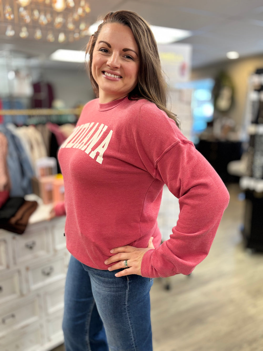 Indiana Mineral Washed Sweatshirt-Tops-HRTandLUV-Evergreen Boutique, Women’s Fashion Boutique in Santa Claus, Indiana