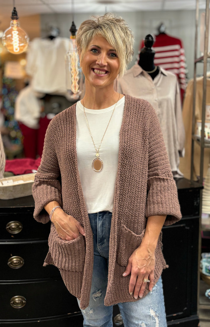 Camille Cuffed Sleeve Cardigan-Cardigans-POL-Evergreen Boutique, Women’s Fashion Boutique in Santa Claus, Indiana