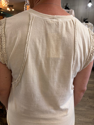 Lacey Lou Lace Trim Blouse-tops-J. Her-Evergreen Boutique, Women’s Fashion Boutique in Santa Claus, Indiana