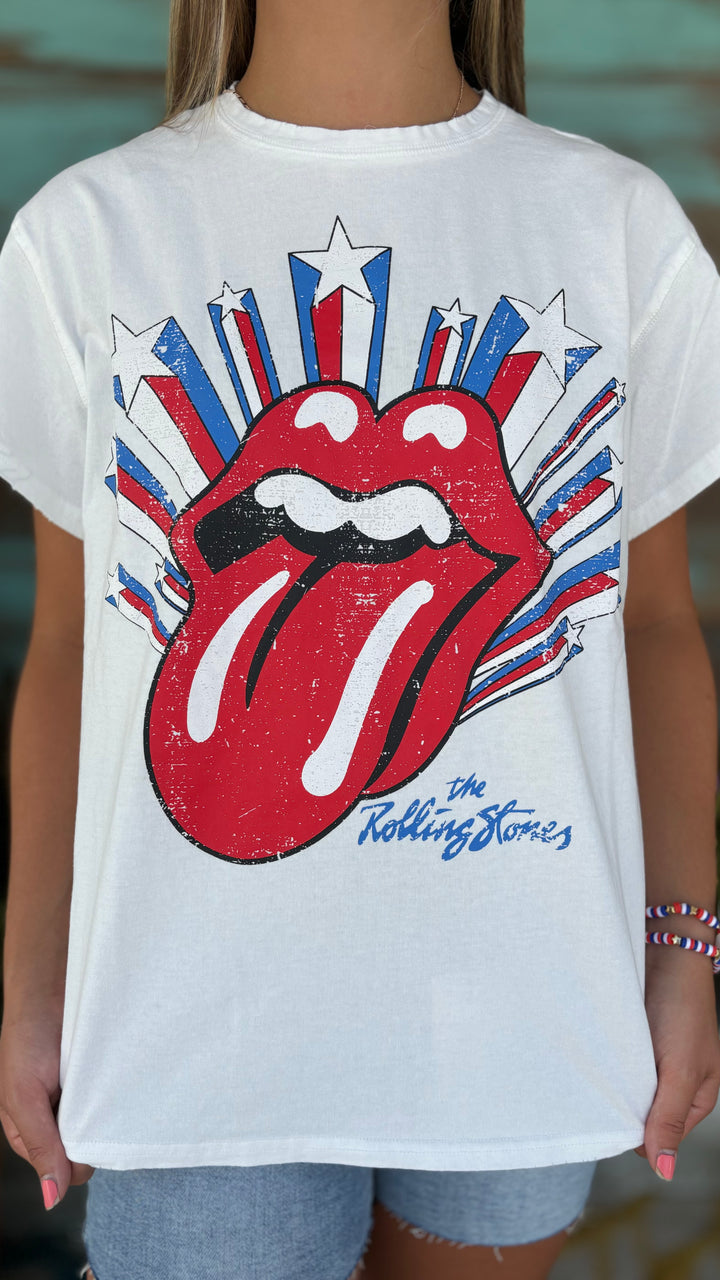 Rolling Stones Red, White, and Blue Graphic Tee-Graphic Tees-Fantastic Fawn-Evergreen Boutique, Women’s Fashion Boutique in Santa Claus, Indiana