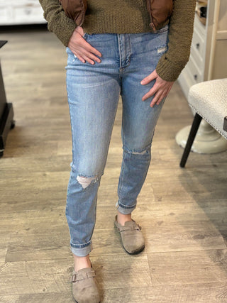 Judy Blue Tummy Control Destroy Skinny Jeans-Jeans-Judy Blue-Evergreen Boutique, Women’s Fashion Boutique in Santa Claus, Indiana