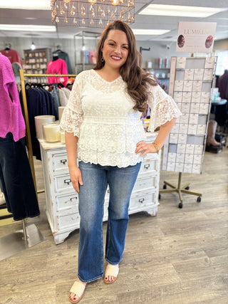 Lace Meets Crochet White Blouse