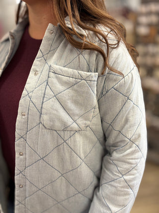 The Quilted Cloud Shacket-Tops-Hem & Thread-Evergreen Boutique, Women’s Fashion Boutique in Santa Claus, Indiana