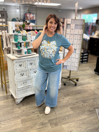 Blue and White Floral Pumpkin Graphic Tee