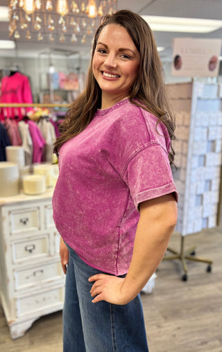 Acid Wash Plum Tee