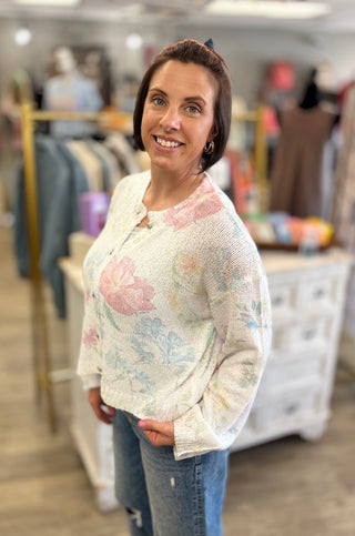 Romantic Feminine Floral Button Cardigan by POL