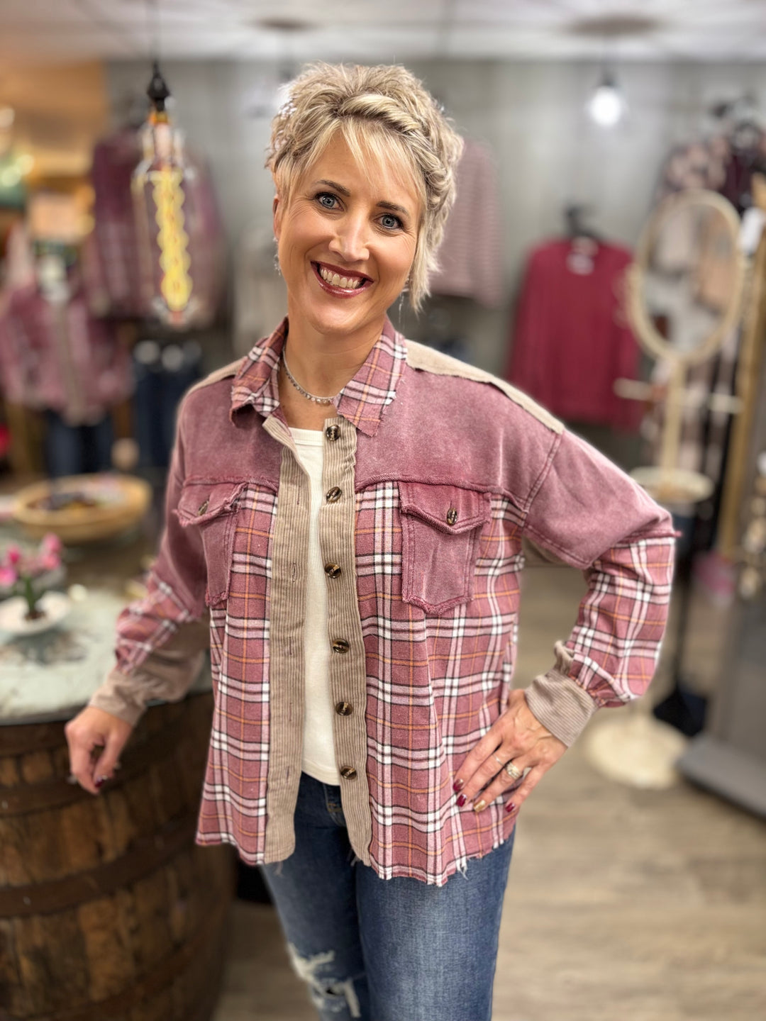 The Mulberry Moment Thermal Mix Shacket-Tops-Easel-Evergreen Boutique, Women’s Fashion Boutique in Santa Claus, Indiana