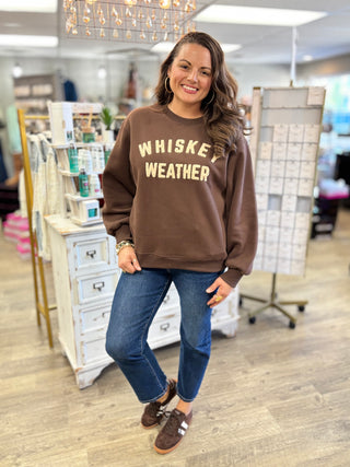 Whiskey Weather long sleeve brown graphic sweatshirt, cozy cotton blend