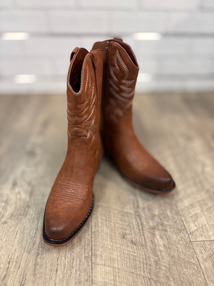 The Kaylee-23 Mid Calf Boot in Whiskey