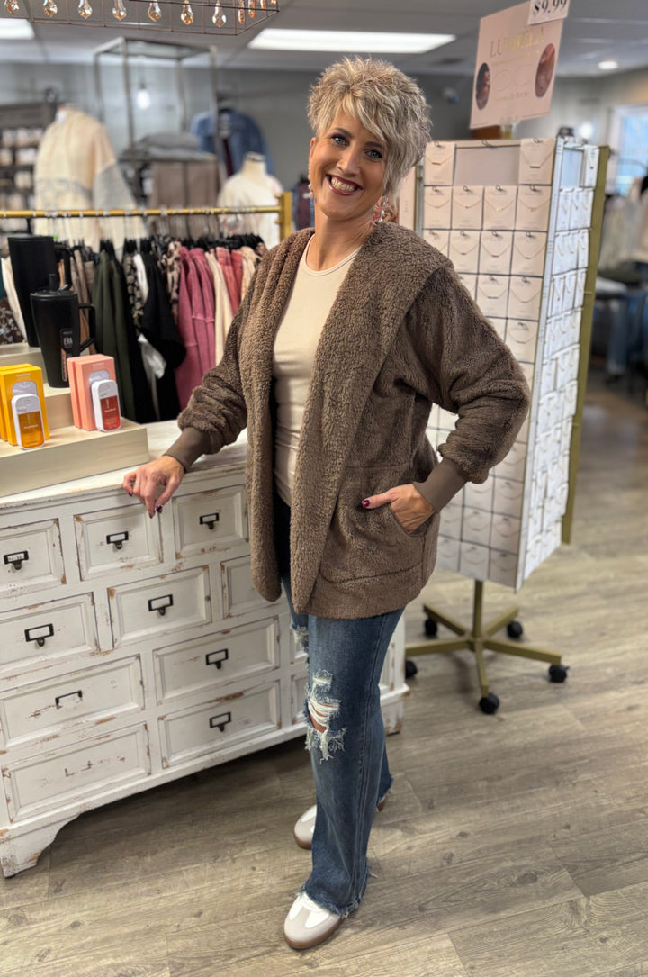 The Big Cozy One Sherpa Jacket-Jackets-Zenana-Evergreen Boutique, Women’s Fashion Boutique in Santa Claus, Indiana