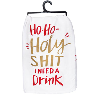 Ho Ho Holy I Need A Drink Kitchen Towel-Primitives by Kathy-Evergreen Boutique, Women’s Fashion Boutique in Santa Claus, Indiana