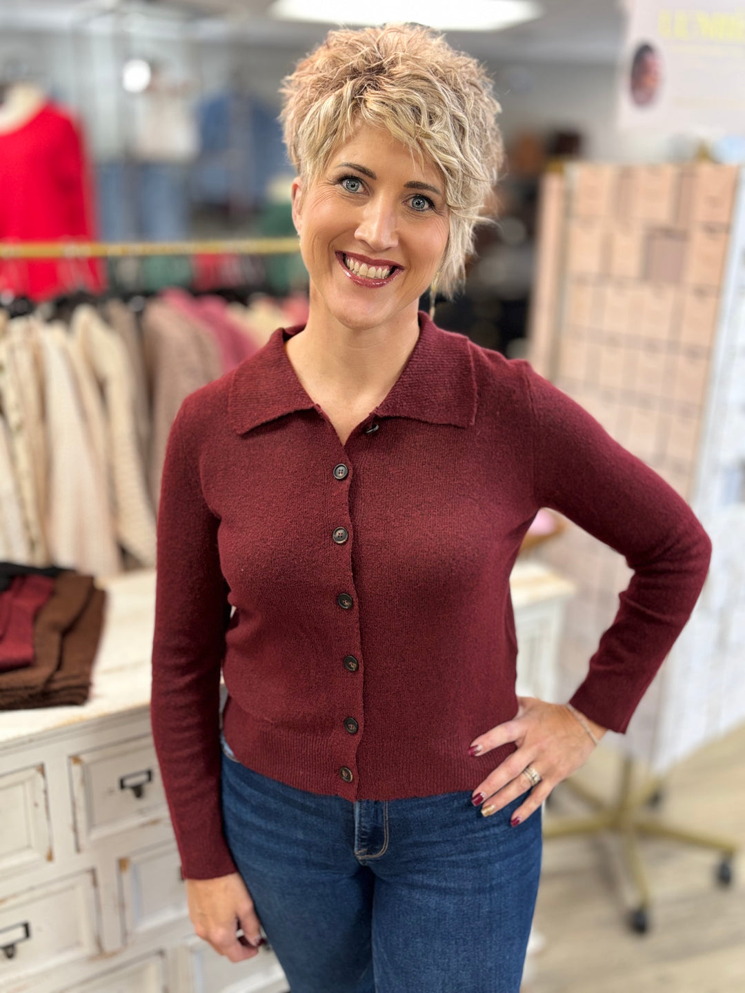 Nice and Buttoned Up Cardigan-Tops-Blu Pepper-Evergreen Boutique, Women’s Fashion Boutique in Santa Claus, Indiana