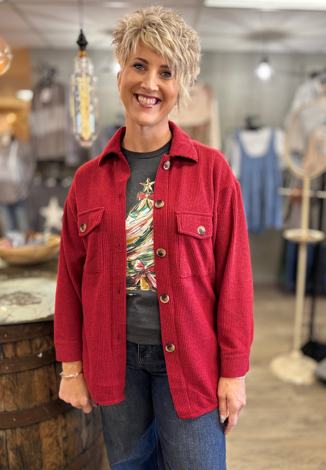 The Hangout Ribbed Shacket-Tops-Timing-Evergreen Boutique, Women’s Fashion Boutique in Santa Claus, Indiana