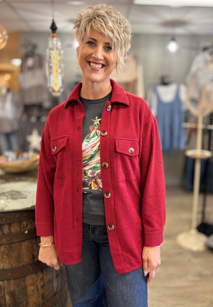 The Hangout Ribbed Shacket-Tops-Timing-Evergreen Boutique, Women’s Fashion Boutique in Santa Claus, Indiana